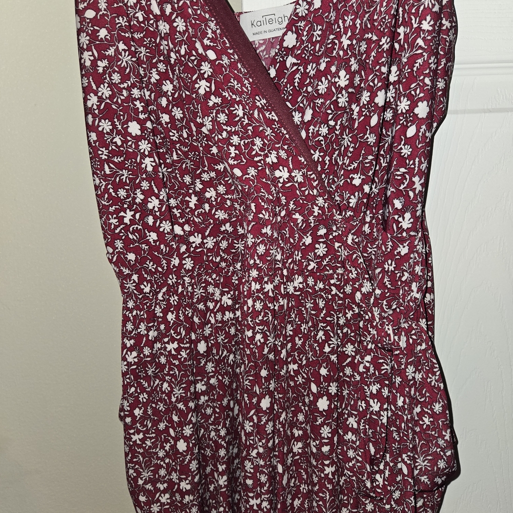 Kaileigh Wine Red Floral Romper